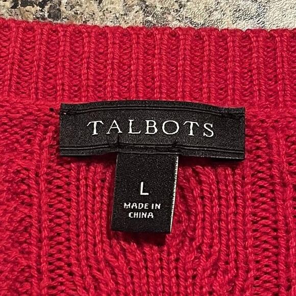 Talbots Sweater Cable Knit Minimalist Classic Cozy Preppy Holiday Red Size Small - Picture 3 of 5